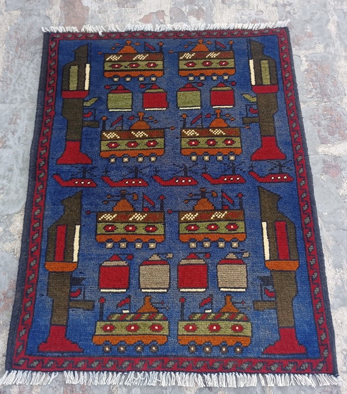 Ar Afghan Handmade War Rug Baluchi Wool Pictorial Rug 77x60 cm gallery