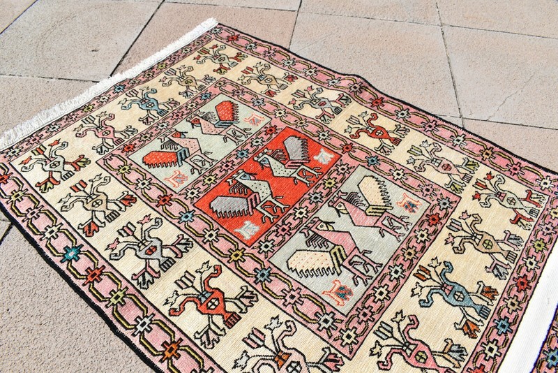 Turkish Soumak Rug 28'' x 75'' Animal Figure Soumak Rug Hallway Corridor Kilim gallery
