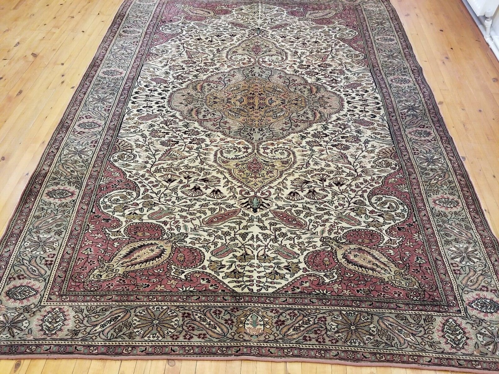 Beautiful Cr1920-1939s Antique Wool Pile Multi-Color Hereke Rug 7’x 9’8” gallery