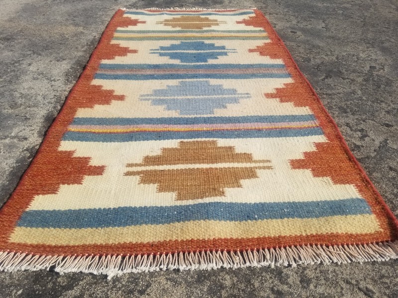 Vintage Traditional Handmade Beautiful Turkish Kilim Floor Rug Carpet 125x68 cm gallery