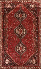 Hand-Knotted Tribal Red Area Rug 7×10 Ft Traditional Wool Living Room Rug