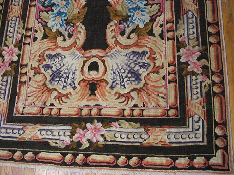 4x7 Antique Axminster Black Wool Area Rug 1750 gallery