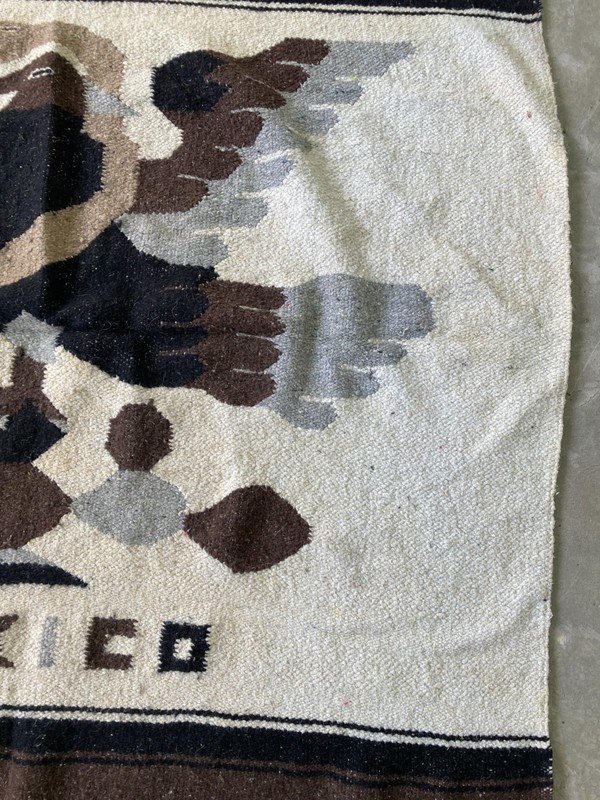 Vintage Handmade Mexican Serape Eagle Wool Kilim Rug Carpet 174x104 cm gallery