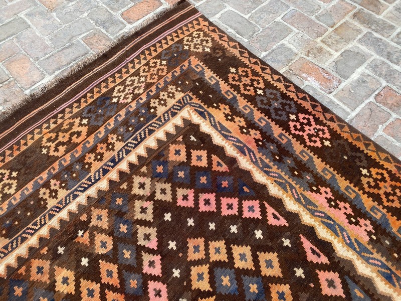 8.3x13.3 Afghan Kilim Rug Turkish Style Terracotta Geometric Handmade Flatweave gallery