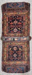 Antique Hand Knotted Tribal Farahan Wool Saddle Bag Rug Double Bagface 2×4 1900s