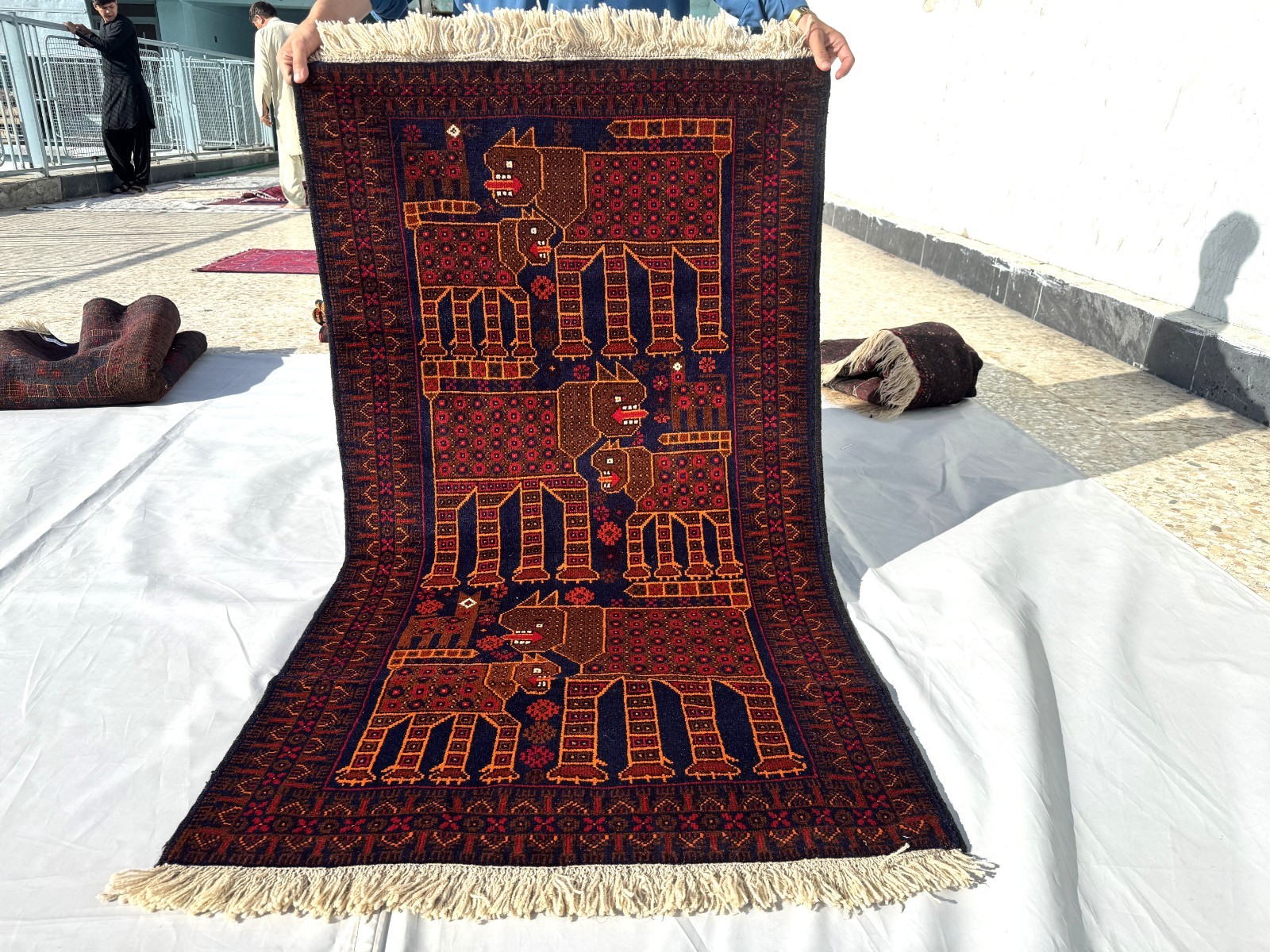 Antique Afghan Hand Knotted 3x5 Ft Wool Rug Traditional Turkmen Pictorial Carpet gallery