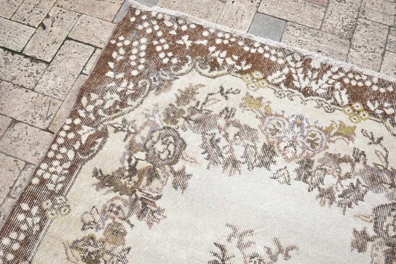 Turkey Rug 46''x85'' Vintage Unique Oushak Soft Color Floral Rug 118x218cm 3x7 gallery