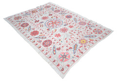 Uzbek Suzani Cover 60” x 83” Handmade Silk Embroidery Suzani Bedspread Cover