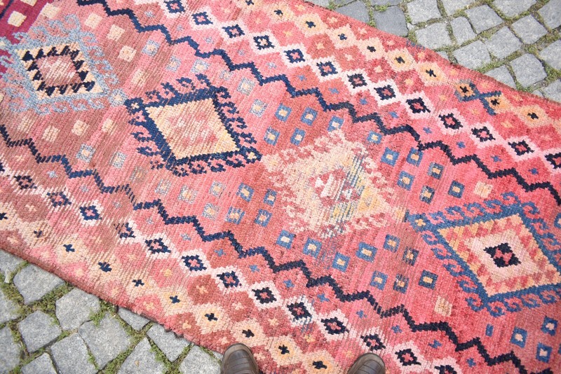Fabulous Antique Rug 43'' x 98'' Collector's Item Moroccan Worn Rug Hand-knotted gallery