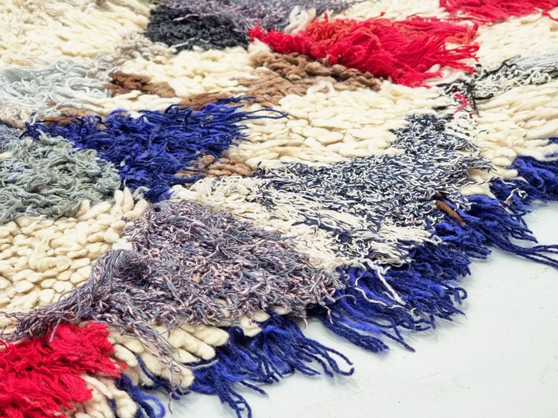 Moroccan Handmade Vintage Berber Rug2'1x4'5Geometric White &Red Wool &Cotton Rug gallery