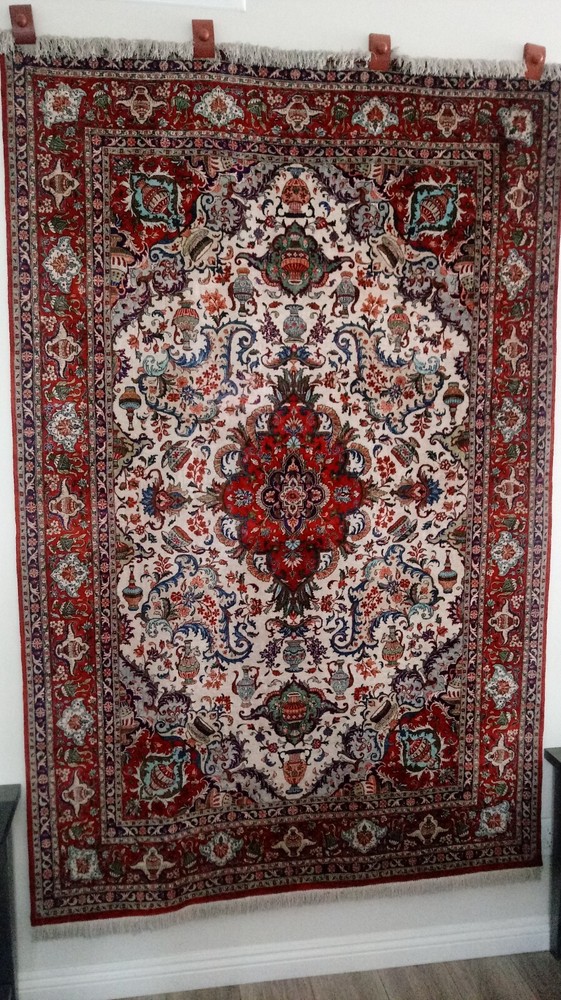 Vintage Handmade RARE Silk Wool Rug Displayed On Wall For Decades HTF Authentic