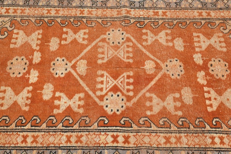 4x6 turkish wool area rug, hand-knotted vintage oushak rug, boho decor, 1255 gallery