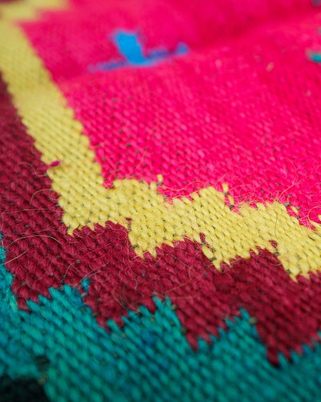 Romanian Transylvanian Runner Rug Handwoven Wool Geometric Pink Teal 1970s gallery