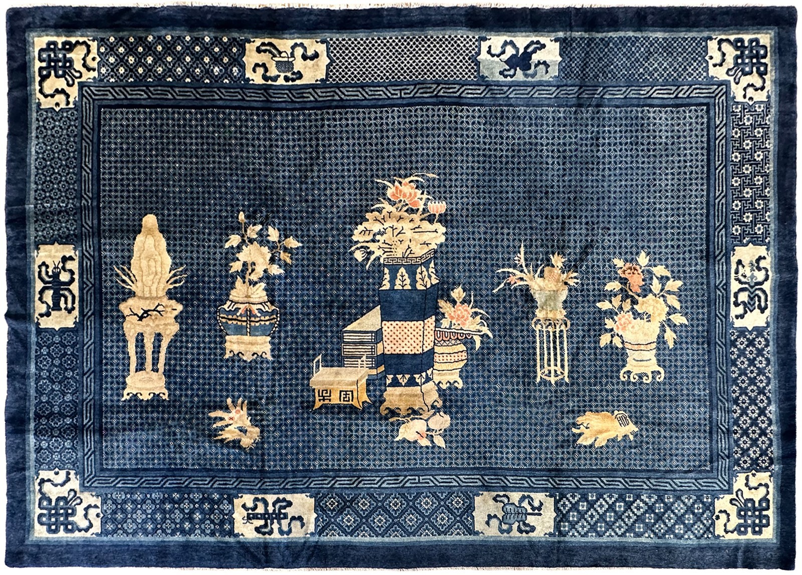 6X10 Antique Peking Chinese Rug Fine Tapestry Treasure Blue 191cm x 295cm C.1900 gallery