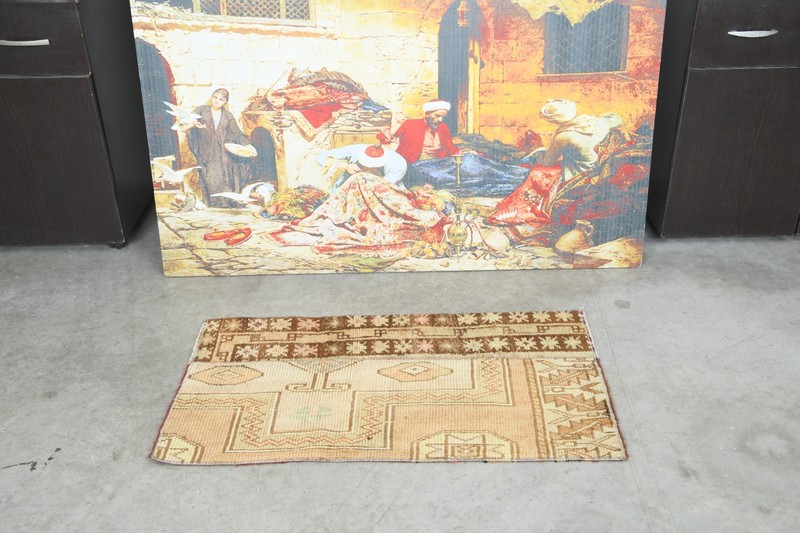 2x3 rug, door mat handmade vintage small turkish rug, muted oushak mini rug,762 gallery