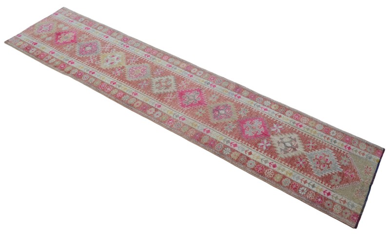 2x10 ft Runner Turkish Rug HandMade Distressed Narrow Hallway Rug actua 2.3x10.2 gallery