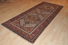 SUPER KAZAK RUG 4’x9′ ft. long Hall runner Caucasian design handmade wool rug