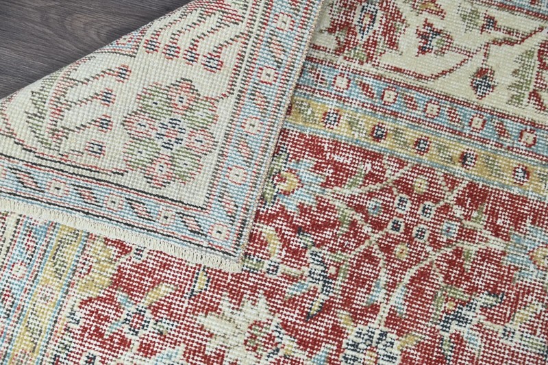 Vintage Turkish Runner Rug 2x6ft Wool Anatolian Handmade Hallway Oushak RED gallery