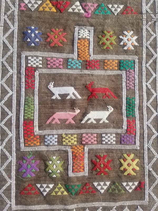Distressed Fine Vintage Traditional Hand Made Oriental Wool Grey Kilim 78x49cm gallery
