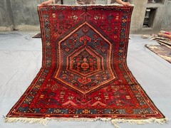 4’5×6’2 ft Antique Turkish Caucasian Rug Medallion Design Soft Wool Pile Art Rug