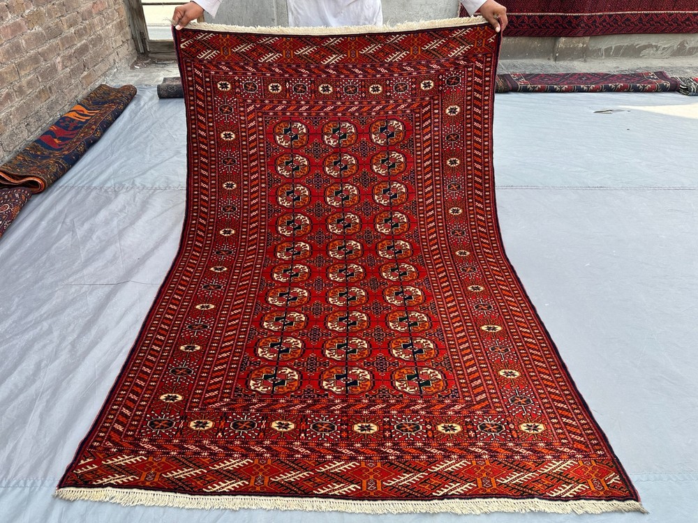 4'2x6'3 Antique Turkmen Tekke Gul Ersari Rug Soft Pile Oriental Rare Floor Rug