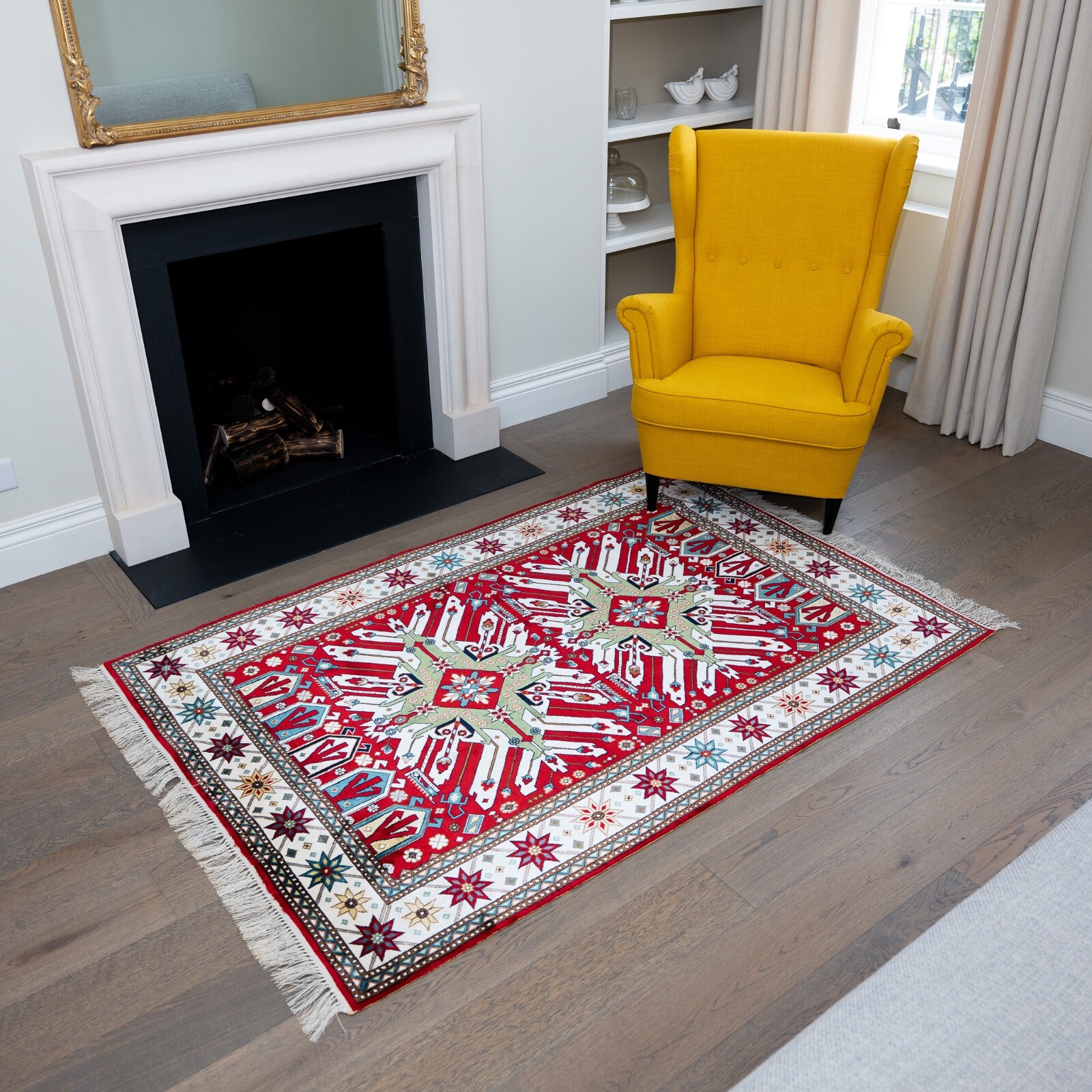 "Chelebi" Raspberry red silk carpet gallery