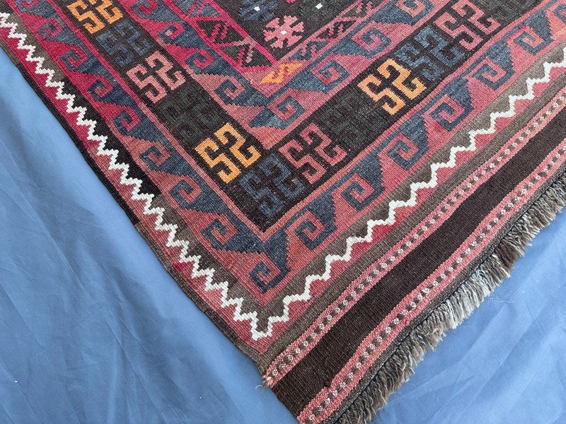 Vintage Afghan Kilim Rug, 8x17 Palace Oversized Faded Geometric Tribal Area Rug gallery