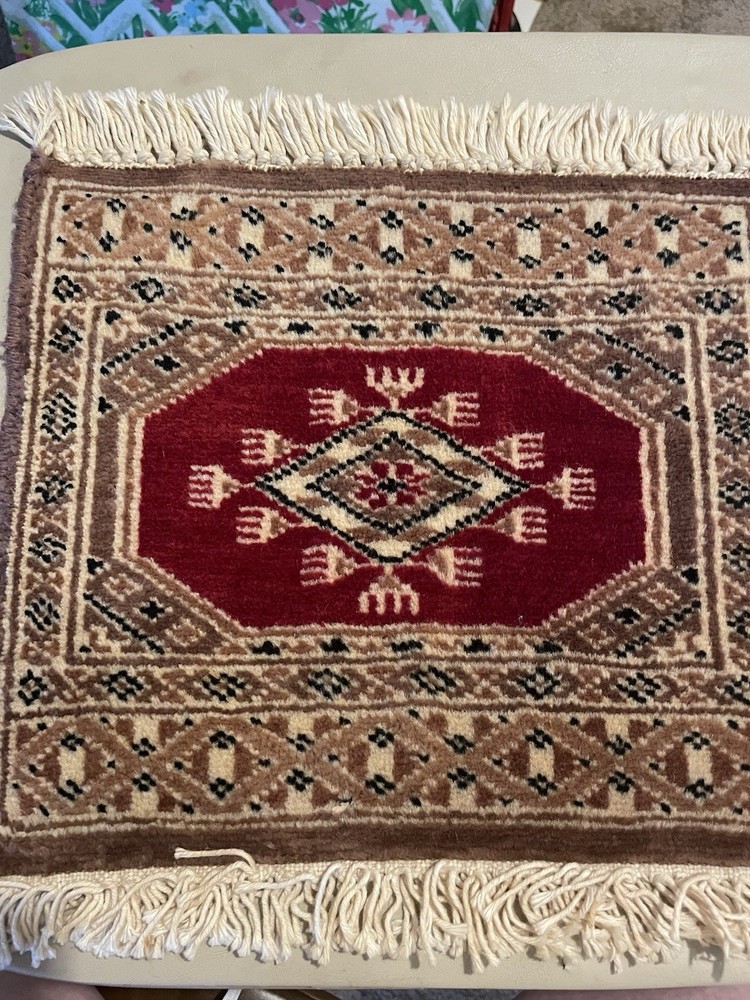 Vintage Small Wool Tribal Motifs Rug.