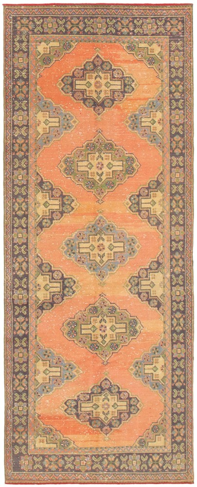 Vintage 4'3" x 11'6" Traditional Hand Knotted Vegetable Dye Wool Area Rug