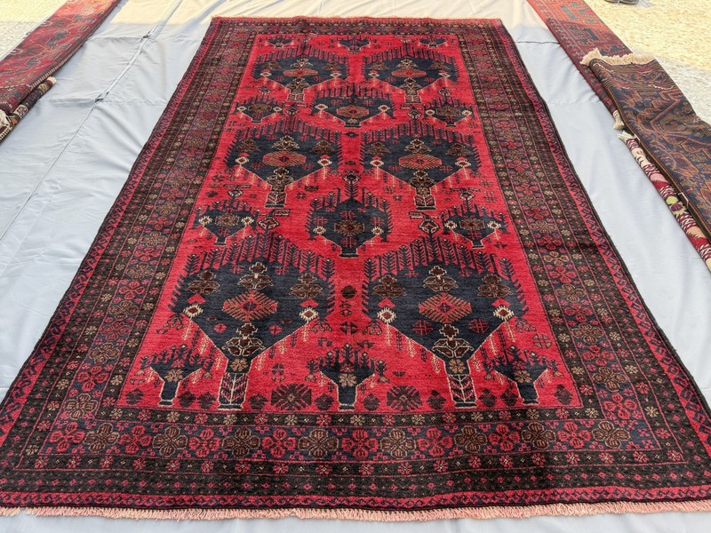 Antique Hand Knotted Afghan Baluchi Rug 5x9 ft Red Persian Style Oriental Carpet gallery