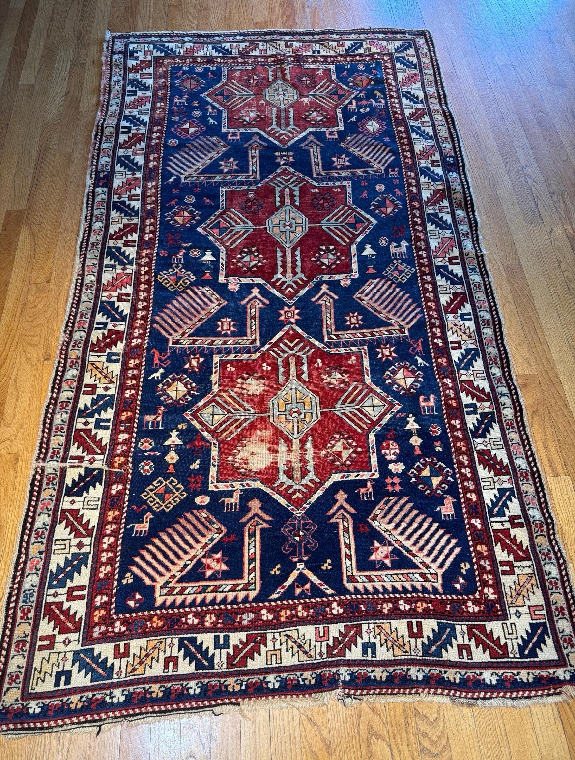 Charming Antique Caucasian Kazak Wonderful Collectors Grade Piece C.1900 7’4x4’1 gallery