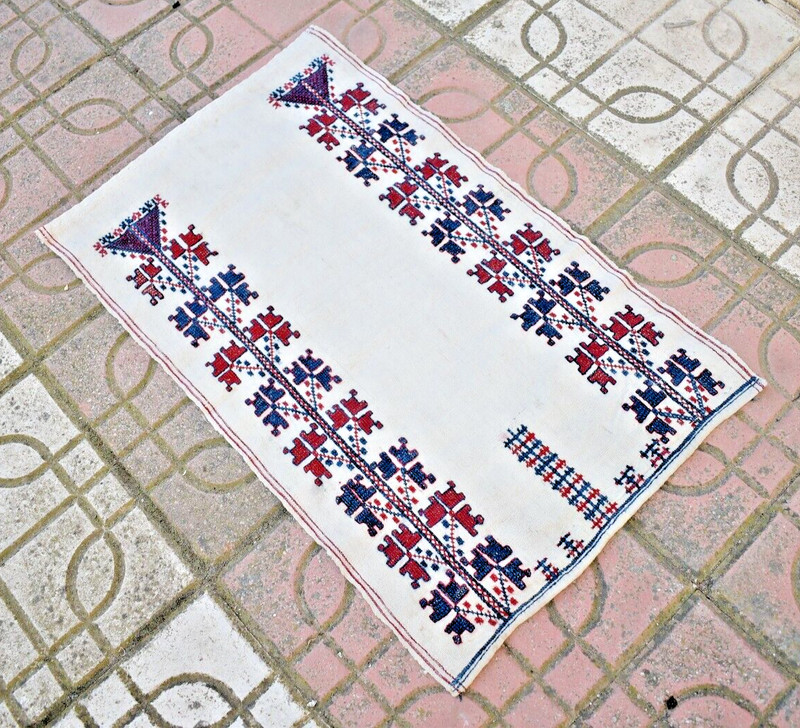 Antique Turkish Rug 16'' x 25'' Collector's Item Cicim Apron Wall Hangings Rug gallery