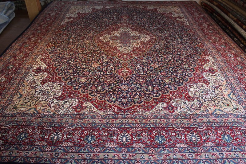 Fine Quality Handmade Tabrz Design Wool Rug dark blue navy medallion design 8x10 gallery