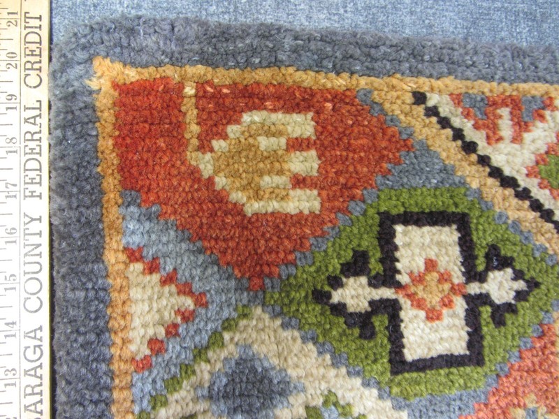 Vintage Scandinavian Rya Rug Wool Pile Sampler Mid Century Design 20" x 20" gallery