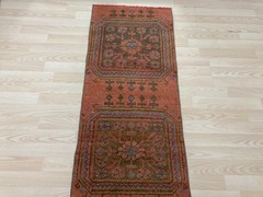 Vintage Turkish Hallway Rug, Pink Oushak Wool Runner Rug, 1.7 x 5.9 ft