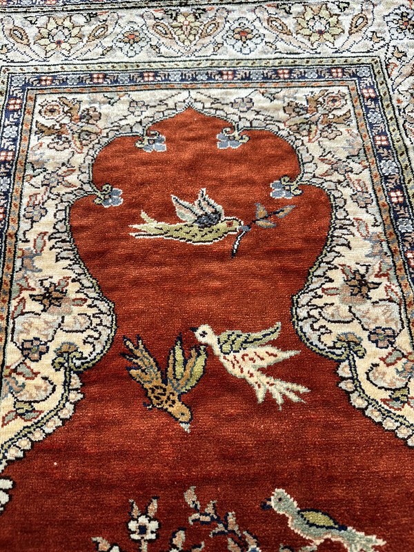 Authentic Silk On Silk Kaisary/Hereke Rug Turkish Signature 2’ 1” X 3’ 10.5” gallery