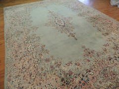 10×14 Antique Kermaan Oriental Area Rug wool Pastel Green Pink Salmon