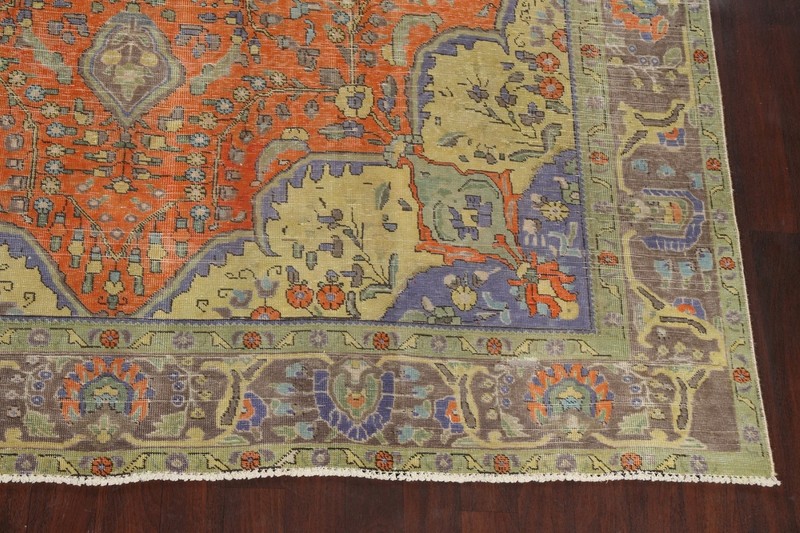 Antique Traditional ORANGE Handmade Area Rug Evenly Low Pile Wool Carpet 10x12 gallery