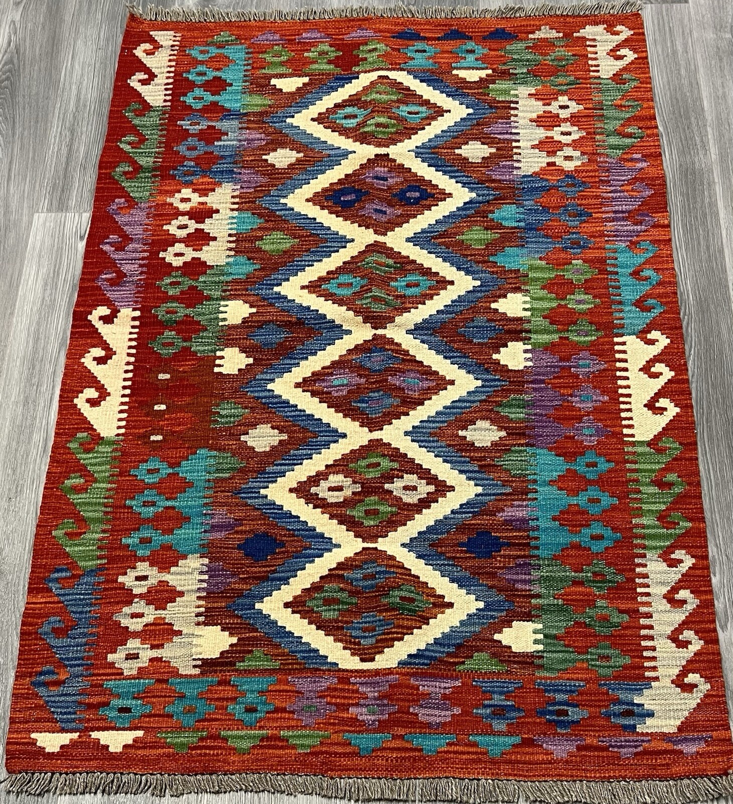 Vintage Kilim Traditional Hand Made Oriental Wool Kilim 5ftx3.2ft 148cmx101cm gallery