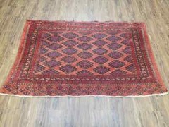 Antique Turkoman Rug Collectible Yamud Oriental Cushion Cover Carpet Red 3.4 x 5