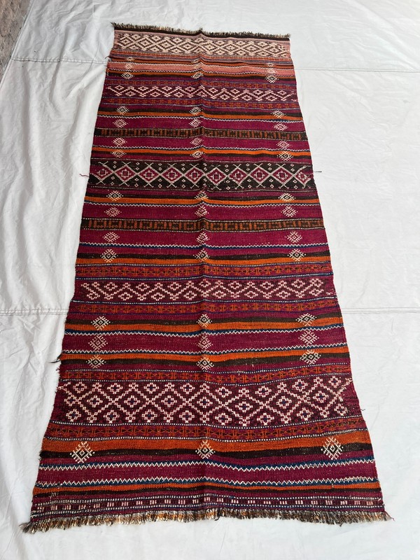 3.5 X 8 ft Vintage Stunning Full Embroidery Tribal Maldari Sistan Soumak Runner gallery