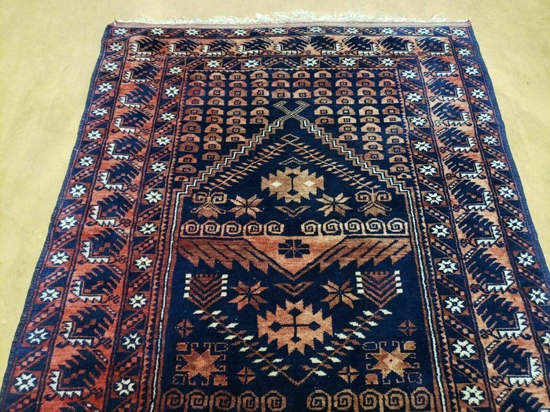 3' 4" X 5' 6" Vintage Handmade Pakistan Balouchi Balouch Tribal Wool Rug Nice gallery