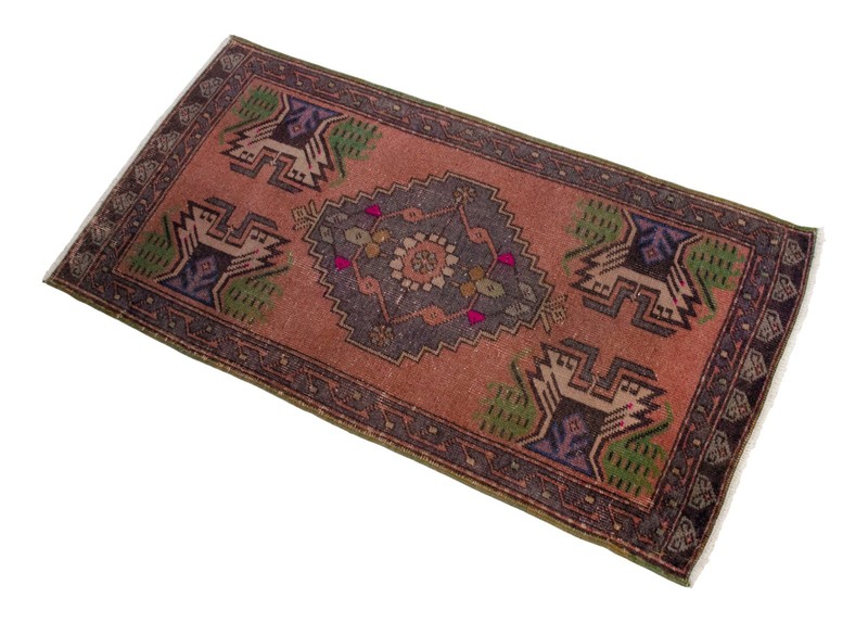 Vintage Turkish Rug Door Mat 1970s Hand Knotted Accent rug Enrty Decor 1'9 x 3'6 gallery
