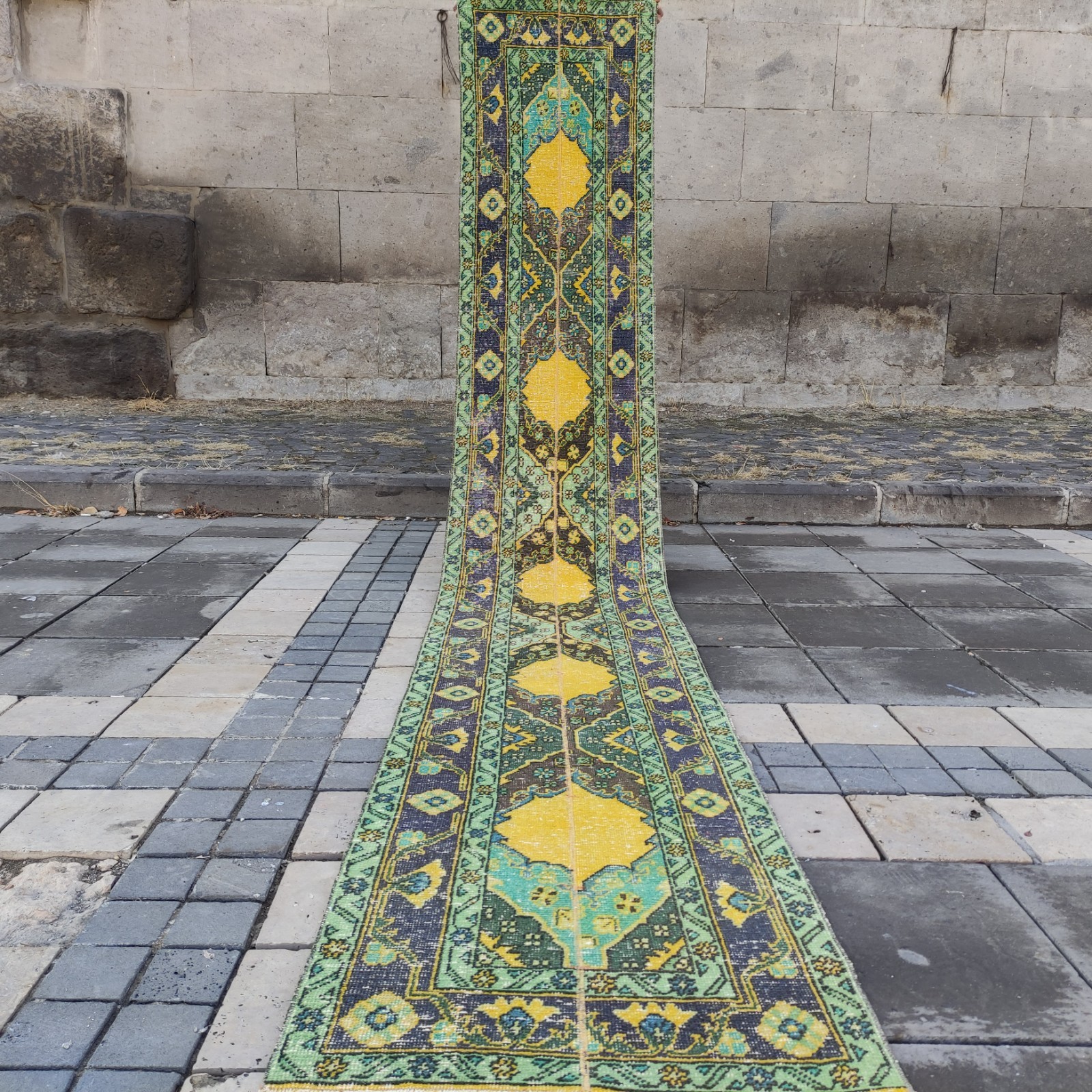 2x13 Turkish kitchen rug 2.17 x 13.16 ft Vintage Patchwork 66 x401 cm Runner Rug gallery