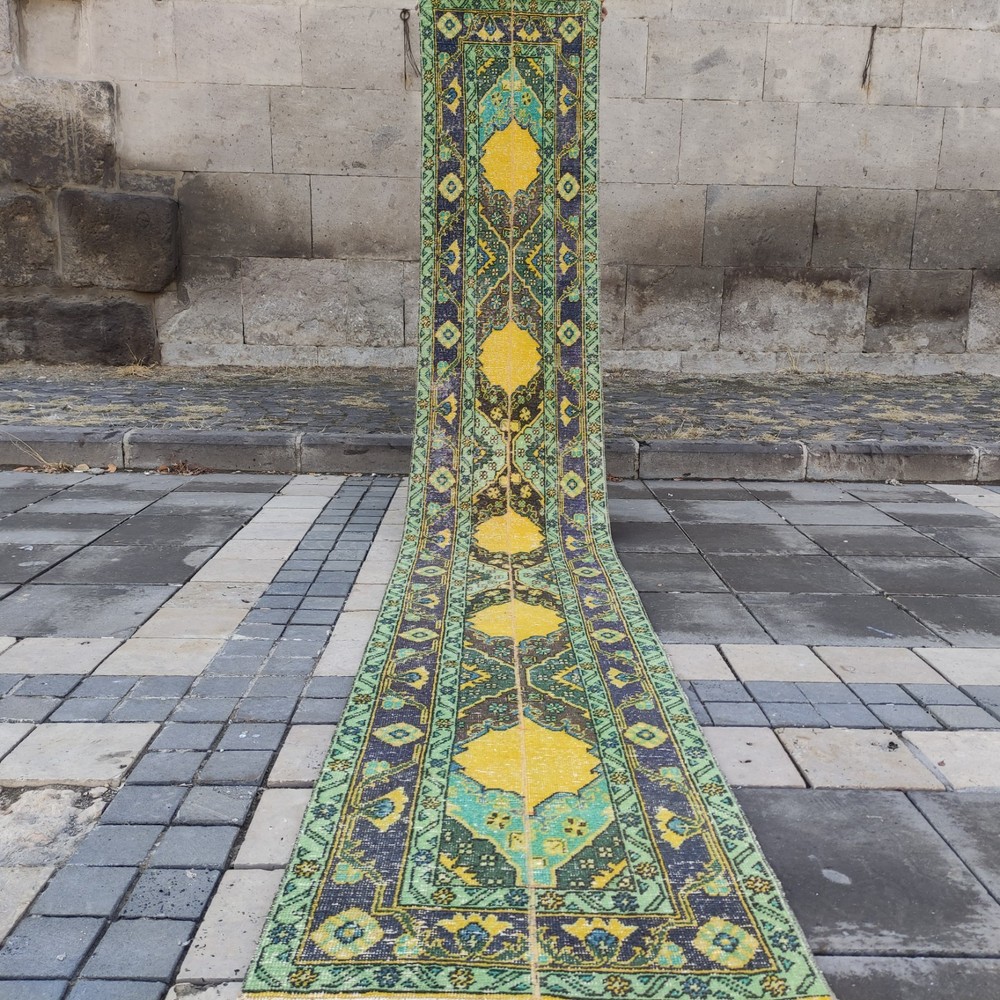 2x13 Turkish kitchen rug 2.17 x 13.16 ft Vintage Patchwork 66 x401 cm Runner Rug