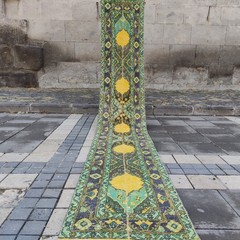2×13 Turkish kitchen rug 2.17 x 13.16 ft Vintage Patchwork 66 x401 cm Runner Rug