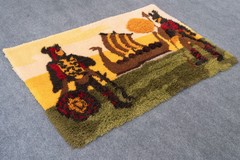 Mid Century Danish Modern Viking Hooked Shag Ege Rya Rug by Egetaepper