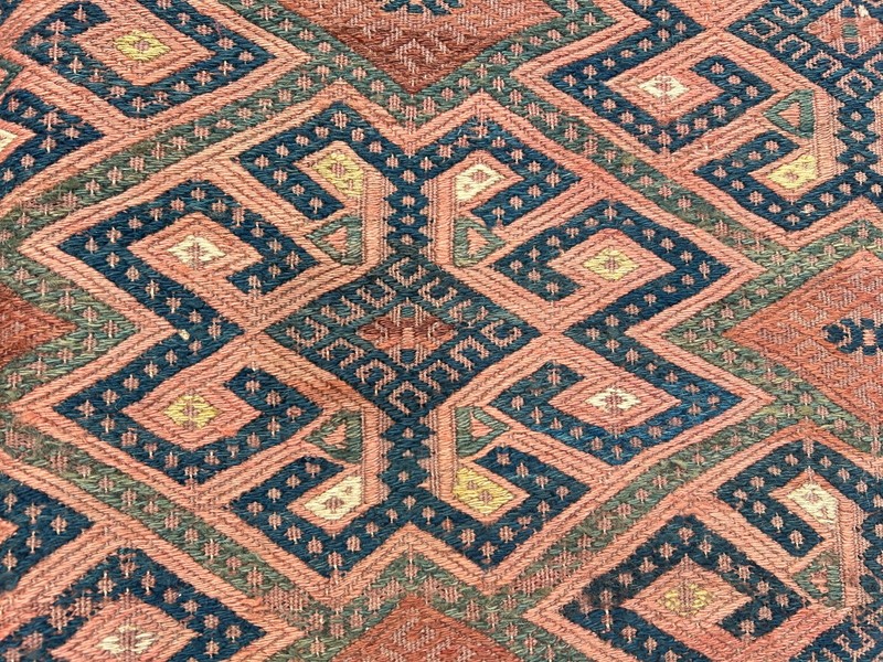 6.1 x 10.4 ft 1850s Antique Hand Woven Kilim Rug | Rare Sumak Turkmen Area Rug gallery