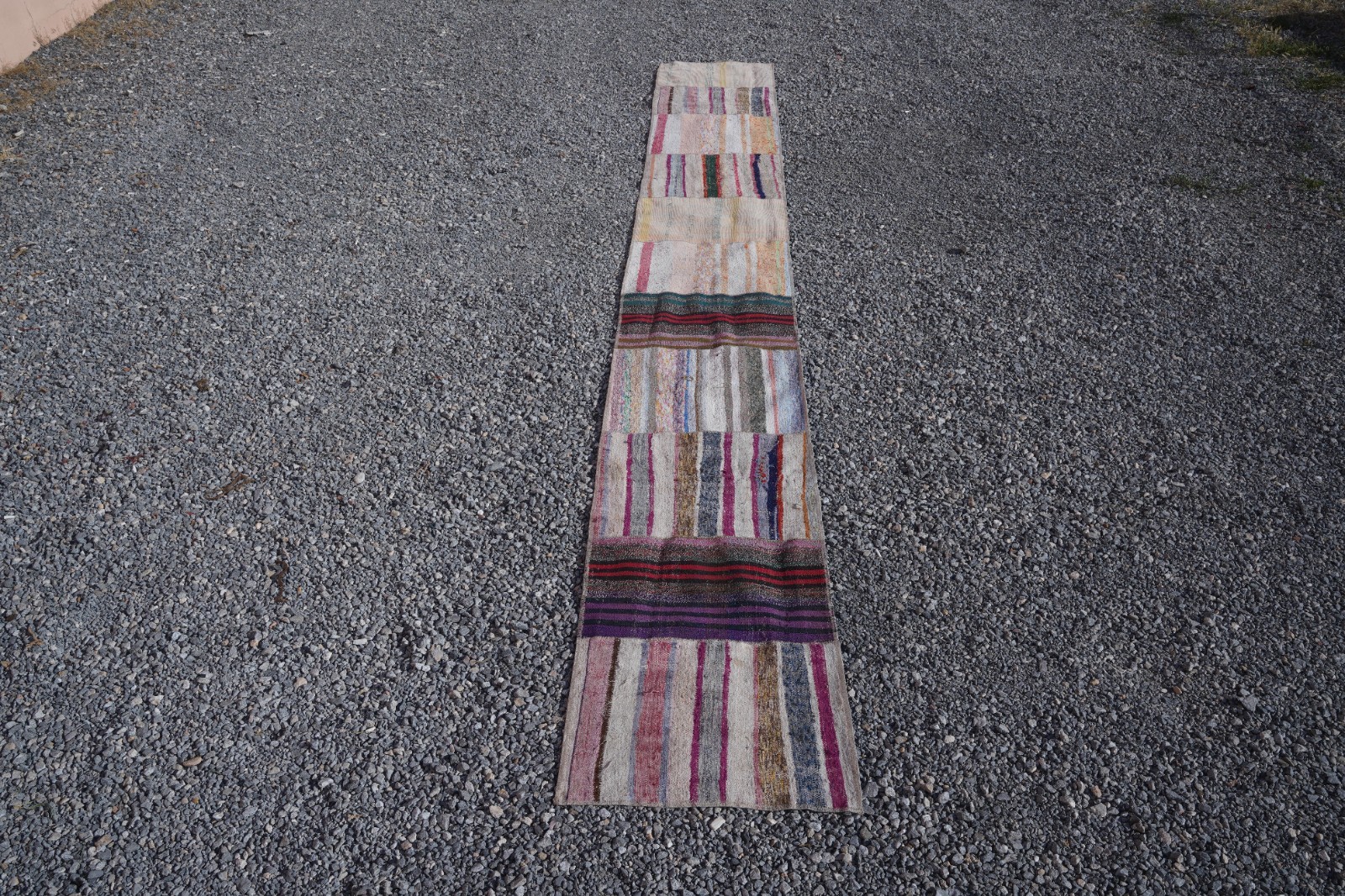Vintage Turkish Kilim Runner Rug 2x17 ft Neutral Handmade Extra Long Carpet 825 gallery