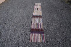 Vintage Turkish Kilim Runner Rug 2×17 ft Neutral Handmade Extra Long Carpet 825